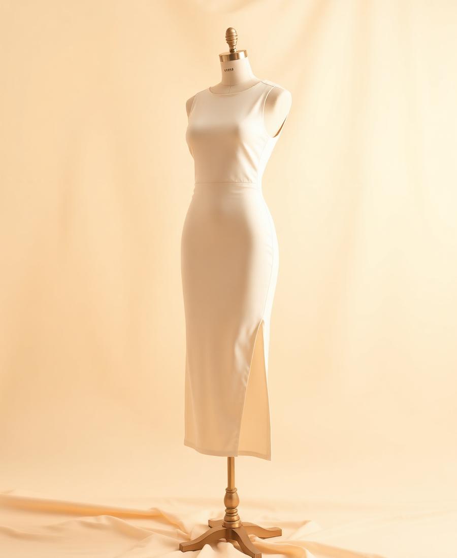Cream Column Sleeveless Midi